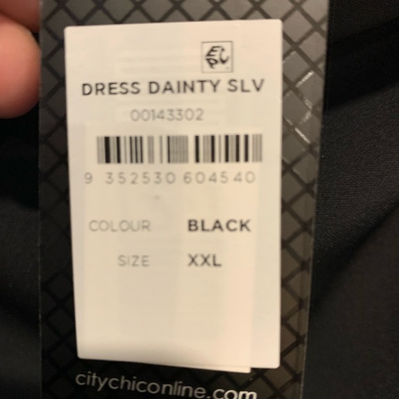 City chic off shoulder tie in front straight cut black dress. Never worn. - Picture 6 of 6